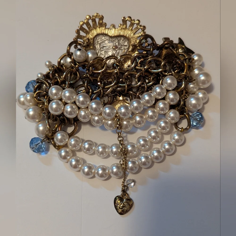 VINTAGE Betsey Johnson "Jewels Of The Sea" Stretchy Bracelet - Picture 3 of 4